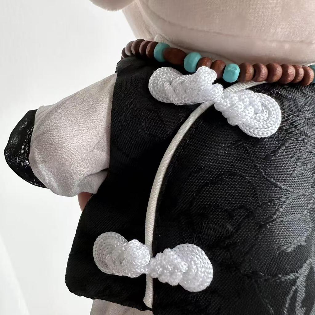 Plush Toy Clothing Set for 20cm Plush Chinese Style Outfit with Dragon Prayer Bead and G.triger 4-Piece Toys Embroidery, Vest, Coat, Necklace,