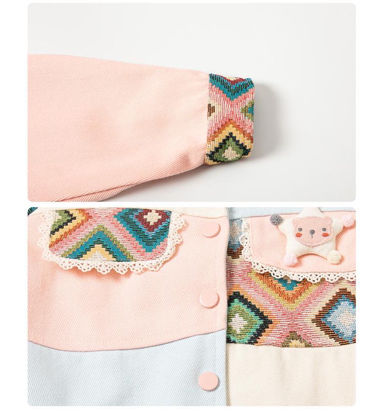 Mädchen Colorblock Jeansjacke - Trendige Frühling & Herbst Oberbekleidung für Kinder 2025