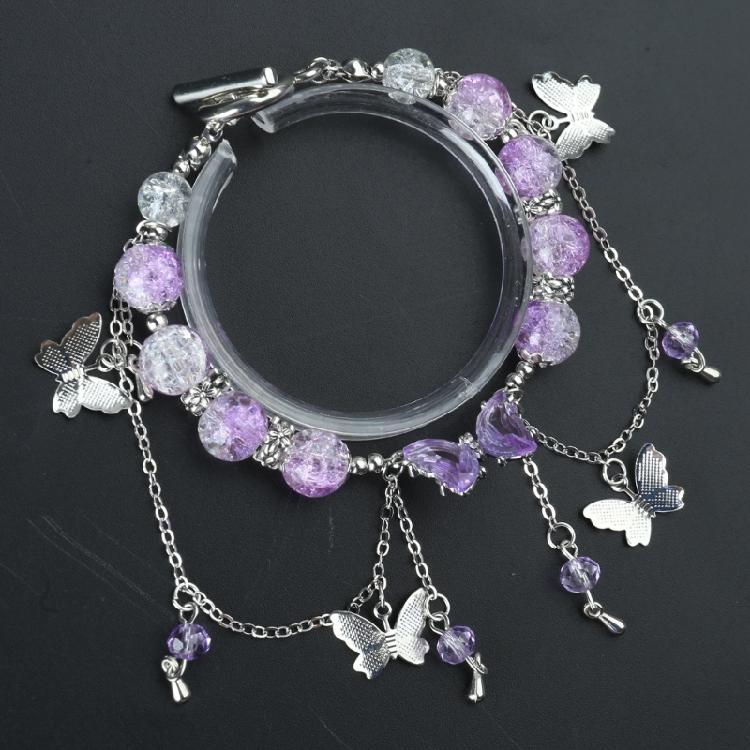 Exquisite Alloy Bracelet Accessory Distinctive Beaded Bracelet Charm With Butterfly Embellishments for Trendsetters
