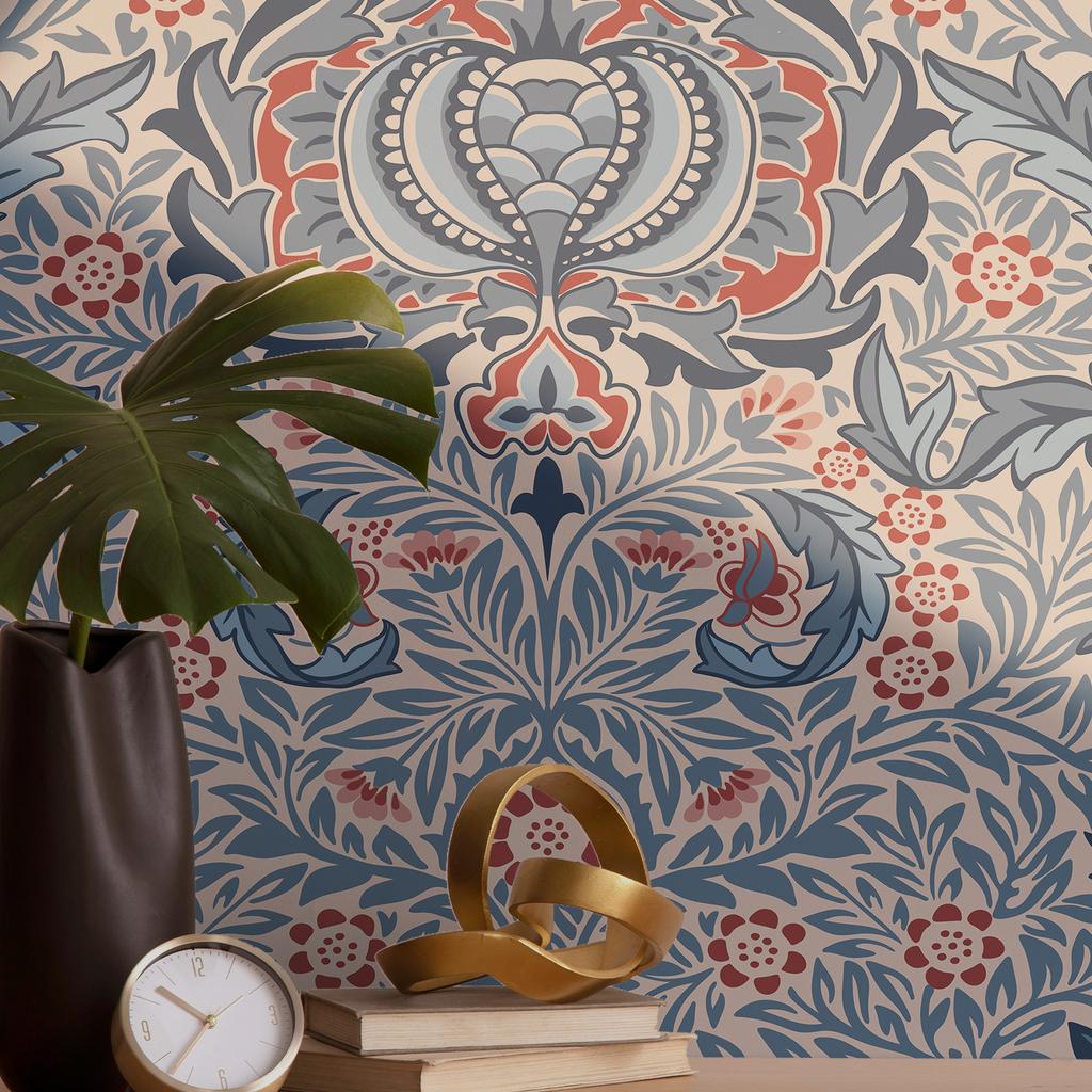 Floral Bohemian Wallpaper Peel and Stick Vintage Flower Wall Papers Removable PVC Furniture Cabinet Sticker