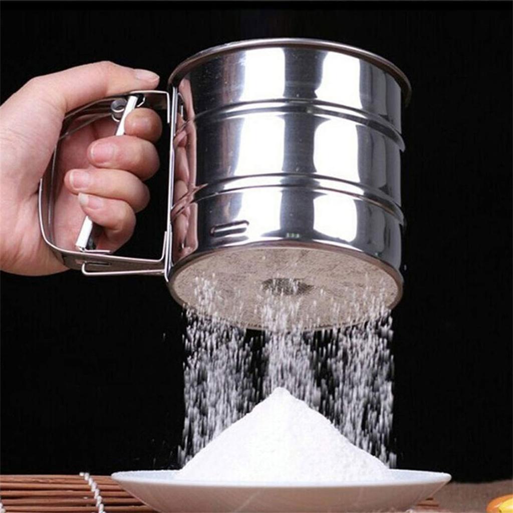 Sifter Strainer Stainless Steel Flour Sieve Cup Powder Sieve Mesh Kitchen Gadget for Cake Hand Press Sugar Baking Powder Flour