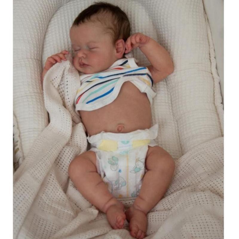 19 Zoll 3D bemalte lebensechte wiedergeborene Babypuppen voller Silikonkörper Babyspielzeugpuppe Sweety Asleep Loulou Boneca wiedergeborene Puppe Kleinkind Geburtstag Weihnachtsgeschenk