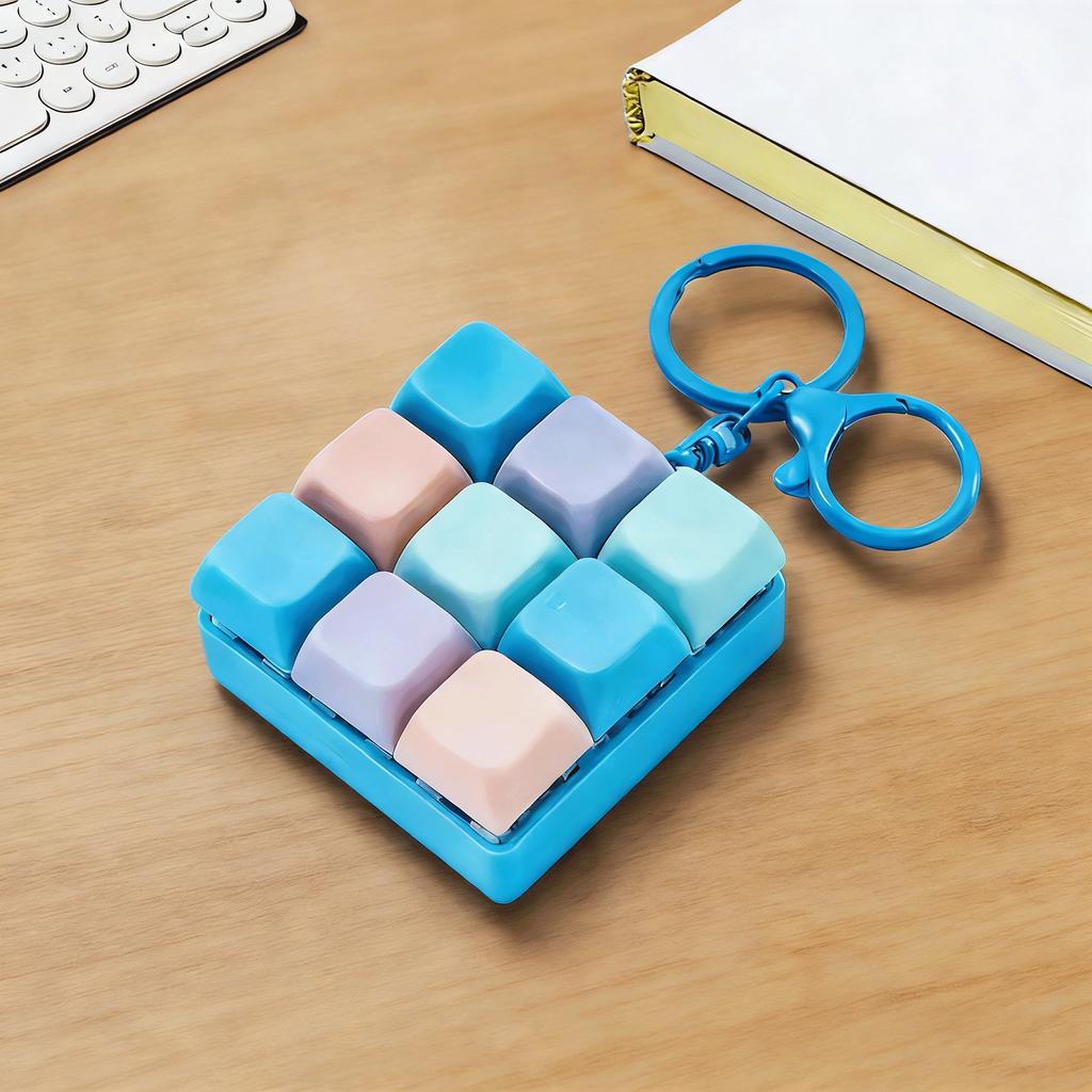 9 Keys Keyboard Fidget Toy Keychain Stress Relief Toys Finger Button Game Antistress Keycap Pendant For Children Adults Gift
