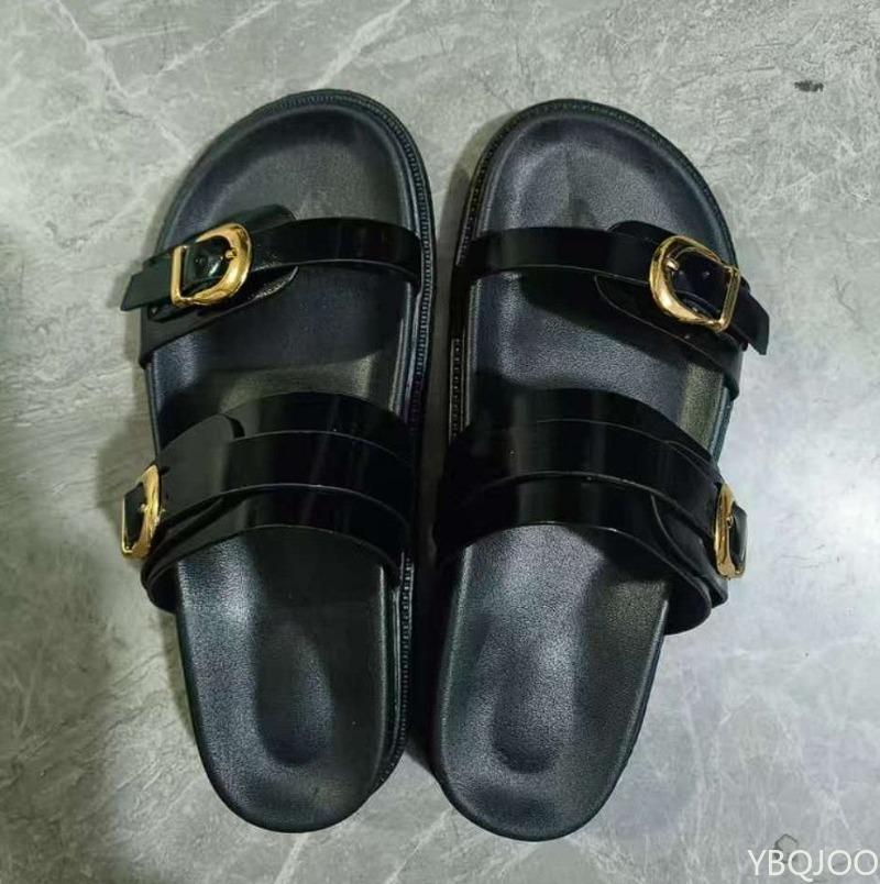Damen Klassisches Schnallendesign Freizeit Dicksohlige Hausschuhe Damen Strandschuhe Offene Zehen Flache Schuhe Modische Damen Sandalen