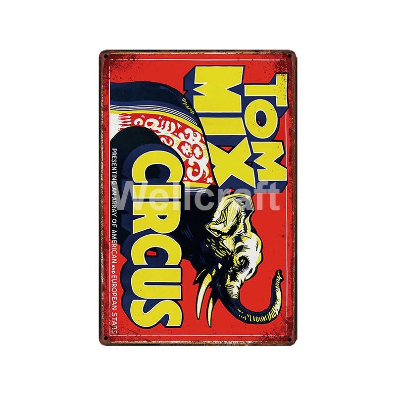 [ WellCraft ] Circus Lion Elephant Tiger Clown Horse Metal Sign Vintage Painting Decor  LT-1899