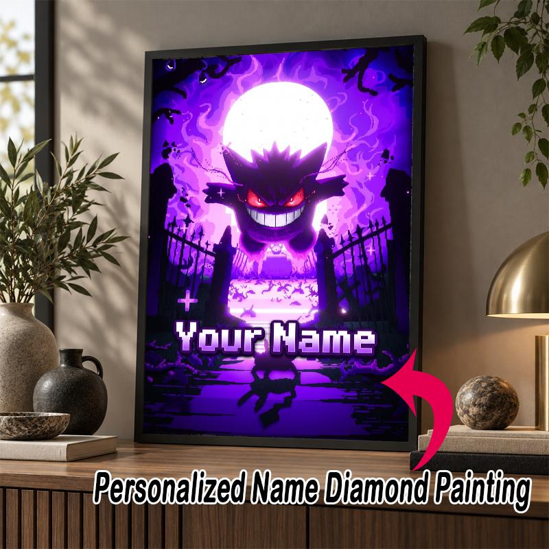 Personalized Gengar Diamond Art Custom Name 5D Diamond Painting Full Drill DIY Craft
