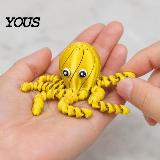 Articulated Sea Animal Toy 3D Printed Octopus Toy, Figurine with Movable Joints, Plastic Stress Relief Fidget for Kids Adults Sensory