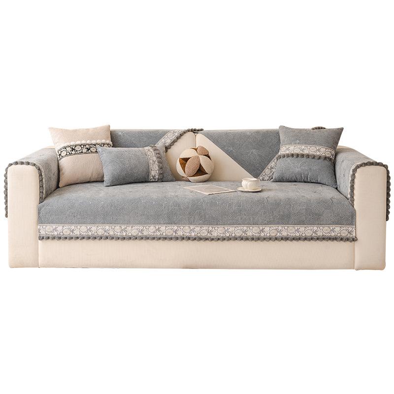 French Chenille Sofa Cushion, Universal Non-Slip In All Seasons, Living Room Seat Cushion, Solid Color, High-End Sofa Cover, Cloth Towel