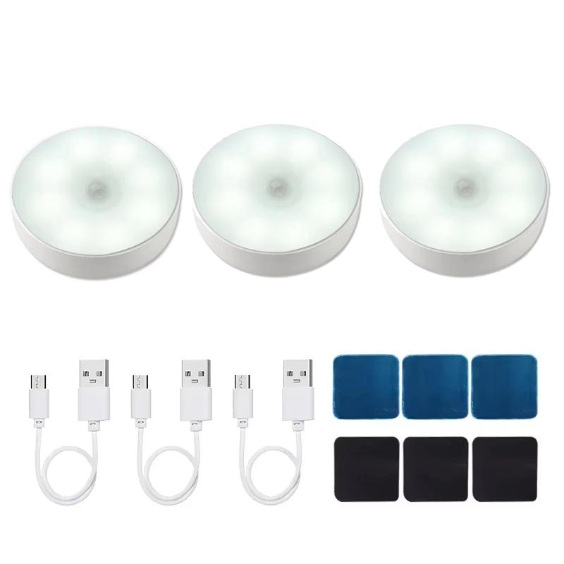 Motion Sensor LED Night Light USB Rechargeable Night Lamp For Kitchen Cabinet Wardrobe Lamp Staircase Wireless Closet Light
