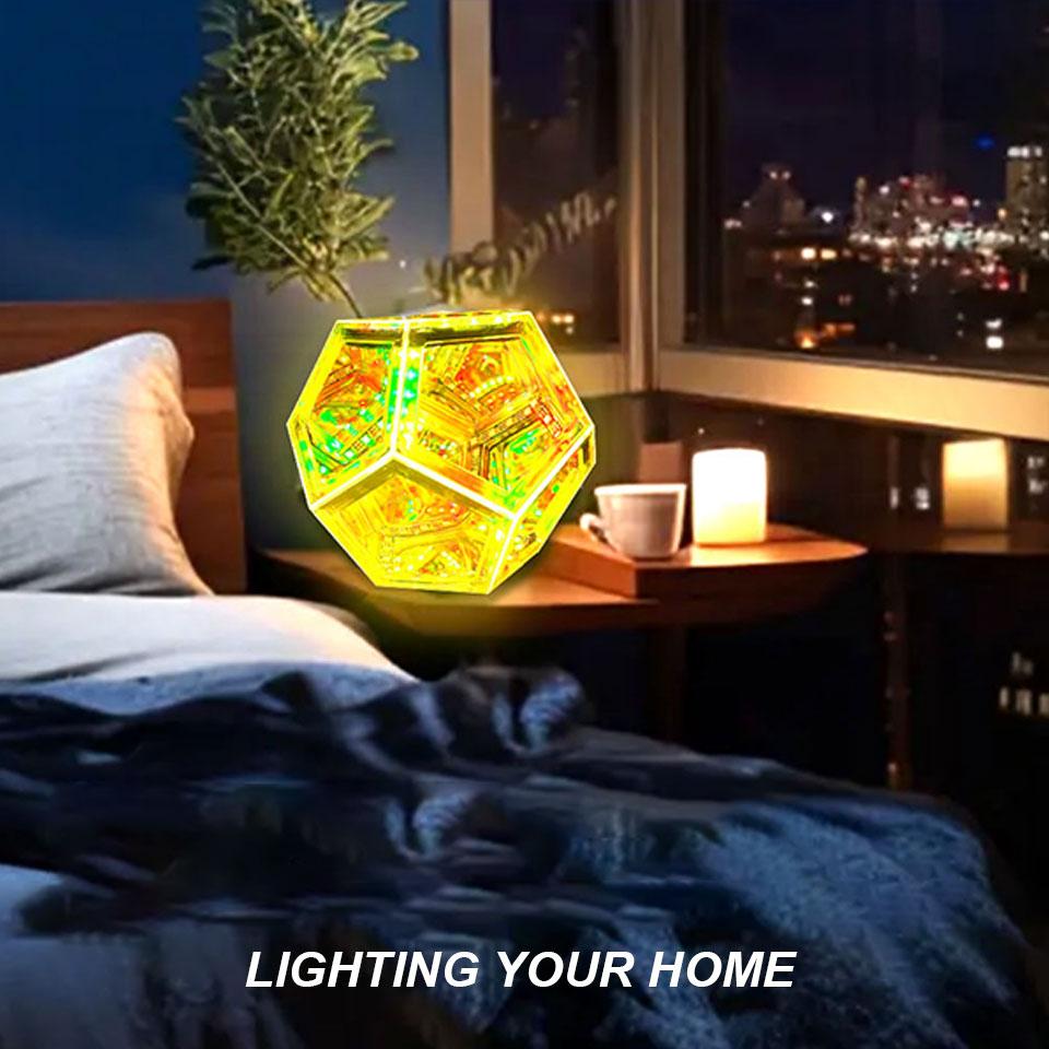 Fantasy Geometry Space LED Art Lamp Infinity Dodecaedron Creative Color RGB Art Light Christmas Decor Night Light Birthday Gifts