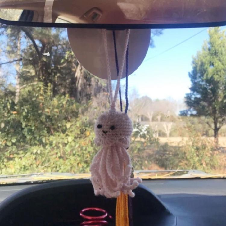 Car Interior Decoration Rearview Mirror Hanging Decor Handmade Octopus Ornament