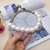 10.5cm Canvas Leaf Print Clasp Coin Purse - Handmade Retro Ladies' Clutch with Snap Closure