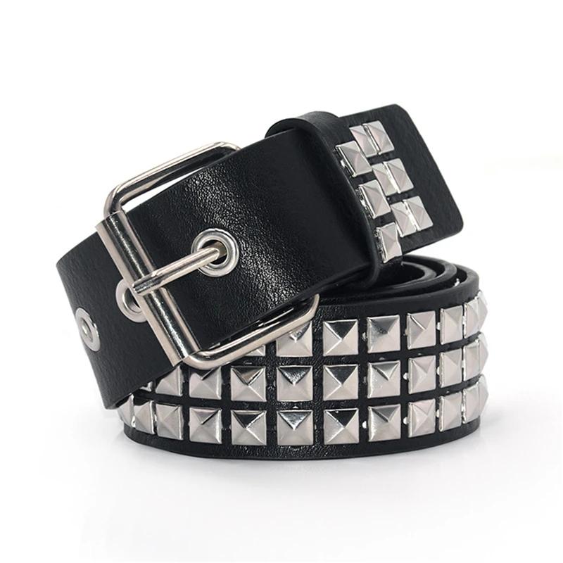Hollow Bullet Decoration Belt Fashion Ladies Leather Studded Gift Man Goth Rock Wild Adjustable Women Punk Black Belt