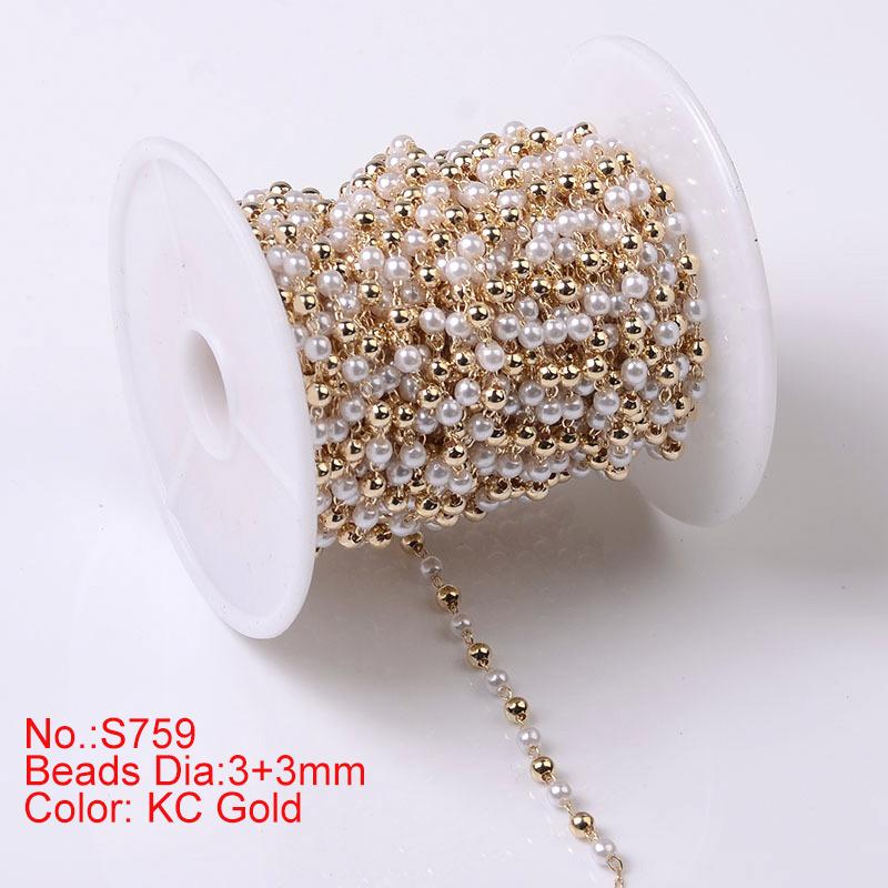 1Meter Beaded Chain Imitation Pearl Chain Copper Necklace Chain Handmade Accessories for Jewelry Making Components Crafts DIY