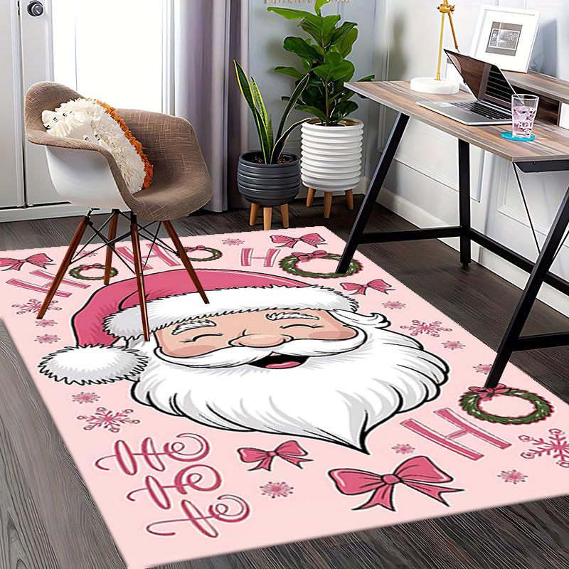 Christmas Santa Claus Chair Mat - Anime Cartoon Design, Non-Slip Carpet for Office, Home Decor, Living Room, Bedroom, Gaming Room & Dormitory.R038