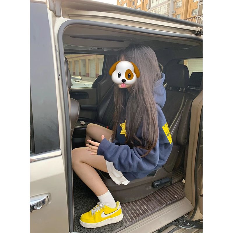 

Trendy Navy Blue Oversize Pure Cotton Fashion Sweatshirt Pure Cotton Thin navy blue L