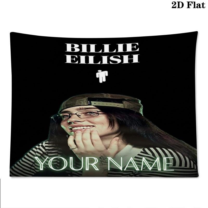 Arazzo da Parete con Nome Personalizzato Billie Eilish Appeso Estetico alla Parete Coperta in Tessuto Stampato Arazzi Decorativi per Camera da Letto Soggiorno Decorazioni per la Casa