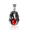 European and American Titanium Steel Dragon Claw Bead Pendant Stainless Steel Jewelry Inlaid Stone Pendant Personalized Men's Necklace