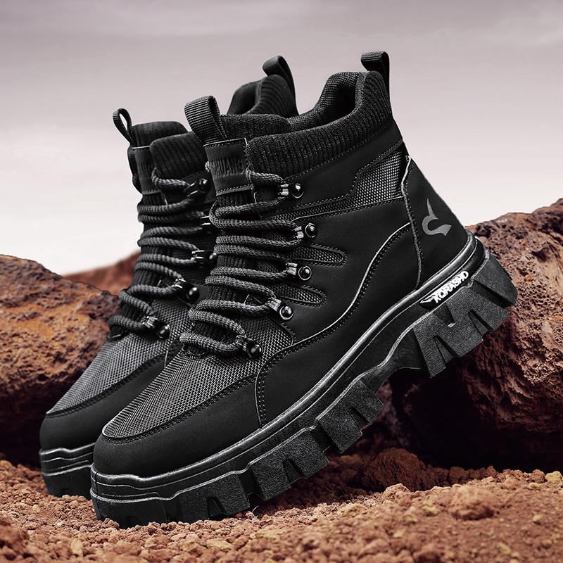 

Men s shoes 2025 autumn new men s retro trend leather high-top shoes outdoor thick-soled heightening waterproof tooling shoes 44