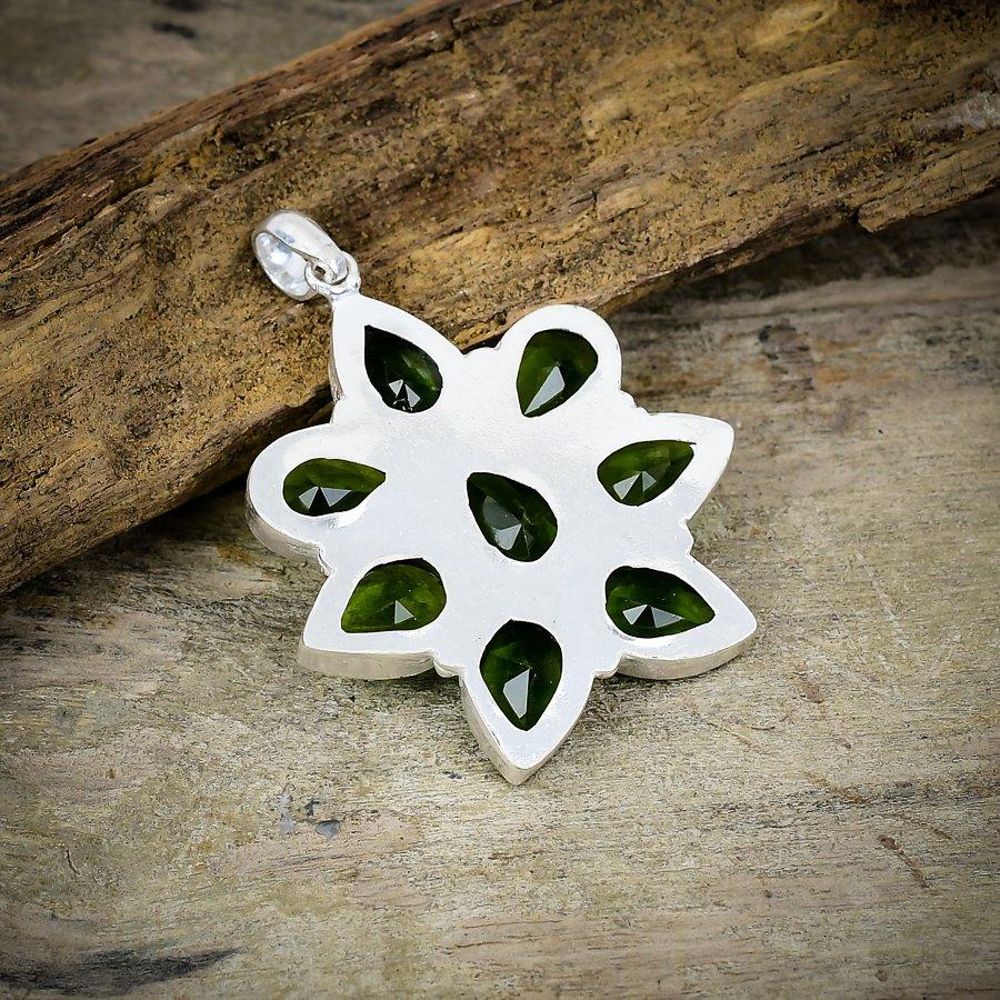 Peridot Gemstone Handmade 925 Sterling Silver Jewelry Pendant 1.97" M-93