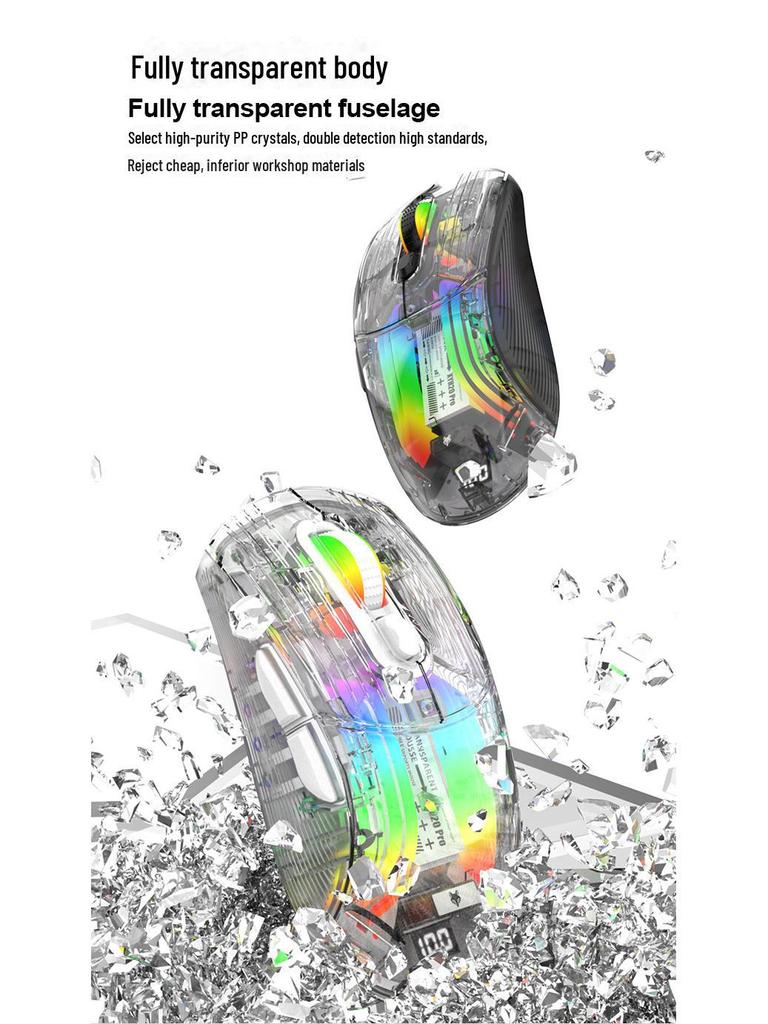 Xuanyinhu XYH20proRGB Wireless Bluetooth Transparent Gaming Mouse with Screen Charger
