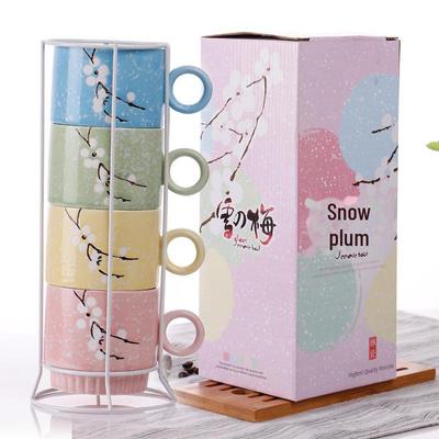 Conjunto de xícaras de cerâmica japonesas pintadas à mão em formato de floco de neve para café ou chá