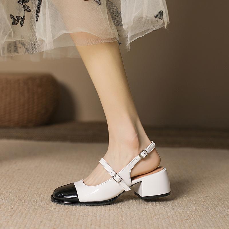 

Сандалии женские на толстом каблуке средней высоты с квадратным носком, фея Сяосянфэн, цветные, туфли-лодочки 40 абрикосовый