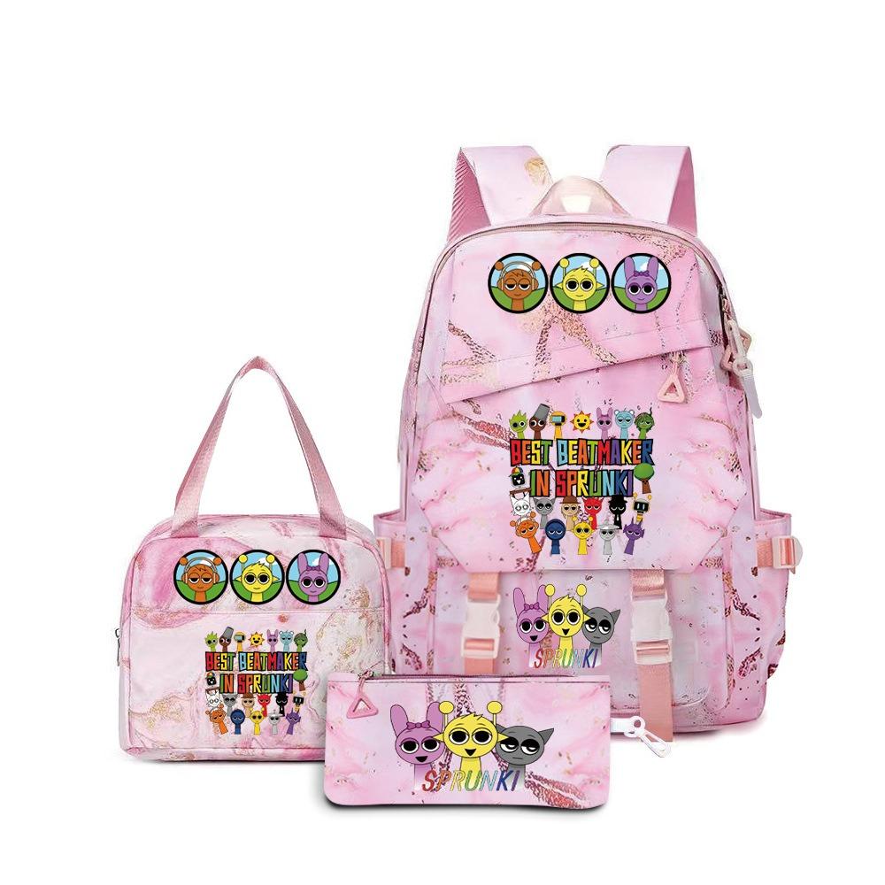 Nová rytmická krabička Sprunki hudební hra školní batoh penál třídílná sada student tepelný přenos batoh D