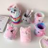 1 Piece Furry Cartoon Unicorn Pencil Holder for Kids Girl Cute Animal Kitten Puppy Sheep Desktop Organizer Makeup Brush Box