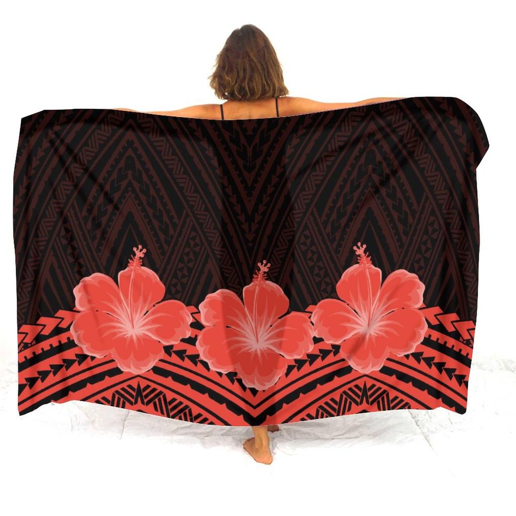 Soft And Comfortable Fabric Summer Beach Holiday Sun Sarong All-In-One Cover Coat Polynesian Print Tailored Women'S Sarong