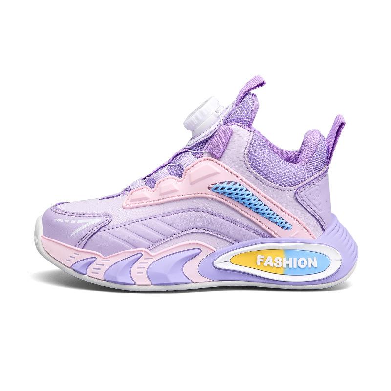 Lightweight, breathable, comfortable and fashionable, girls' casual rotating buckle, sports shoes, boys' shoes, mesh models, medium and older children