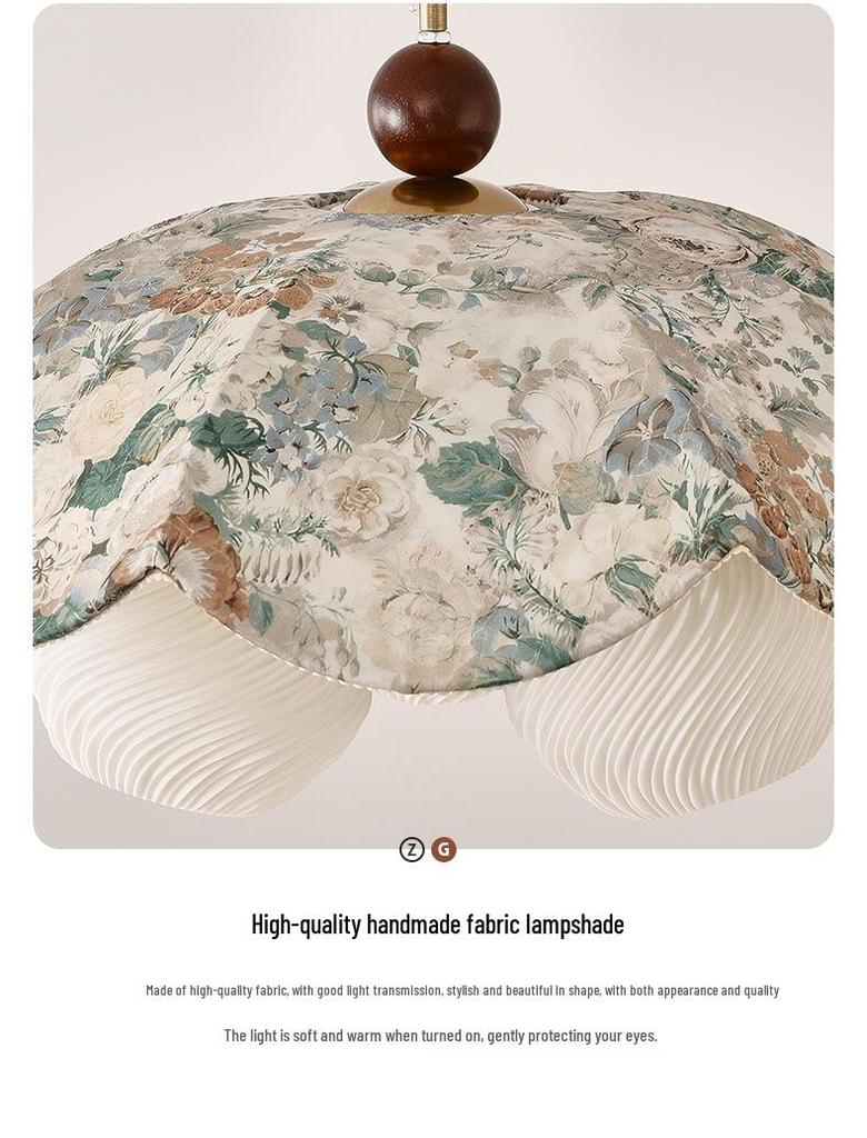 Vintage French Fabric Pendant Light for Dining, Living Room, or Bedroom
