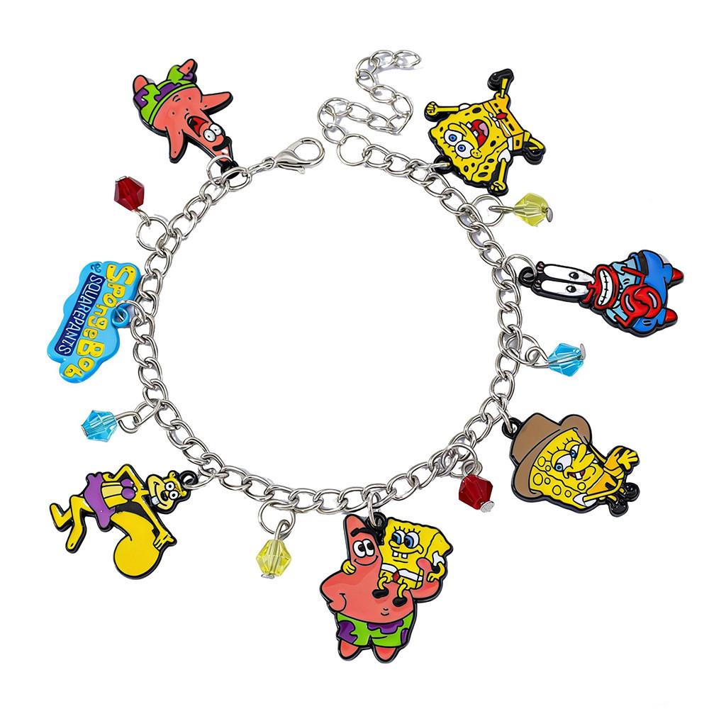 Spongebob Squarepants Cartoon Jewelry Bracelet With Zinc Alloy Pendant For Unisex Fans