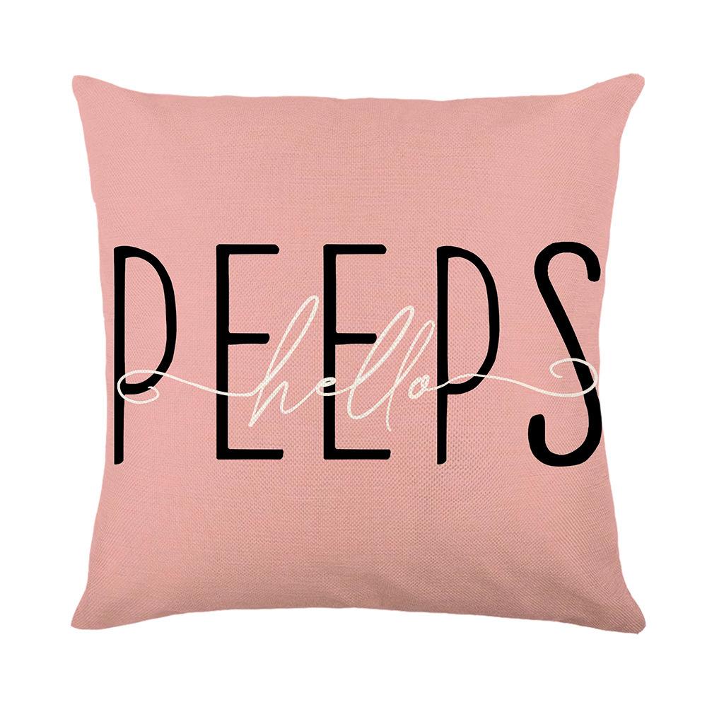 Pink Easter Pillow Cover Simple Letter Rabbit Home Fabric Sofa Pillow Cushion Cover