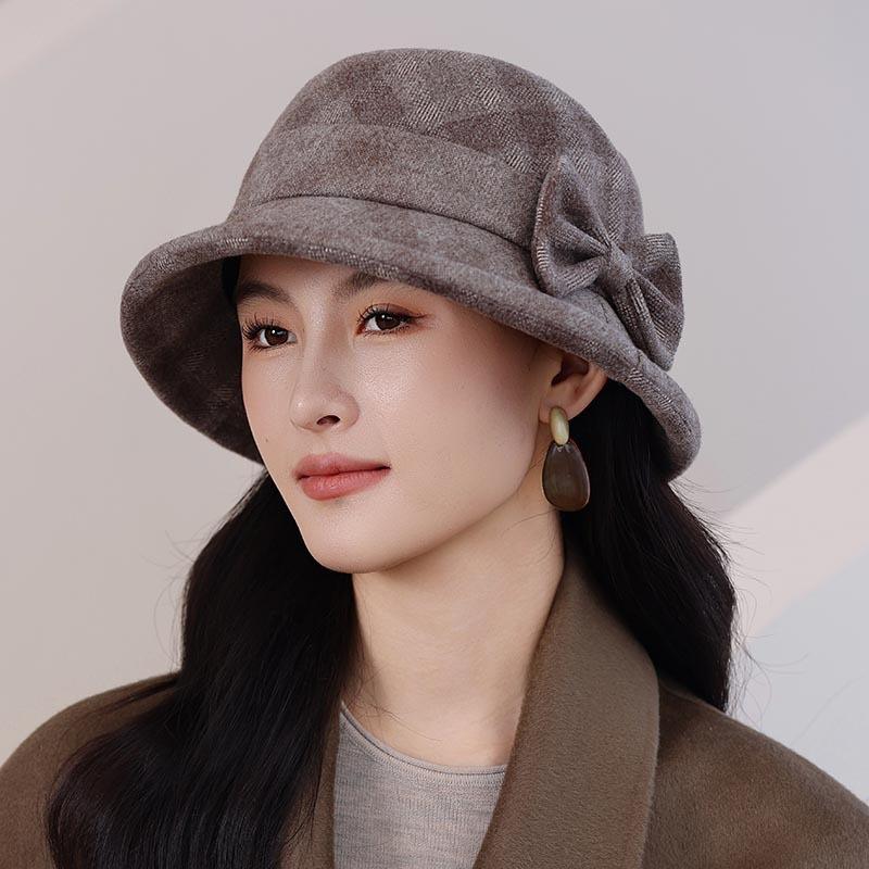 Thickened Warm Woolen Bucket Hat for Women in Spring, Autumn and Winter M(56-58cm) светло-коричневого