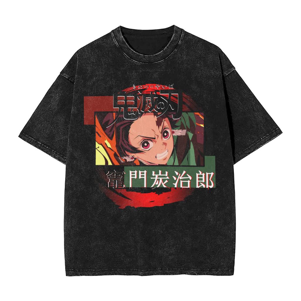 Demon Slayer Tokito Muichiro Mist Breathing Printed Tshirt Mens and Womens Washed Tshirt High Quality Vintage Cotton Tshirt
