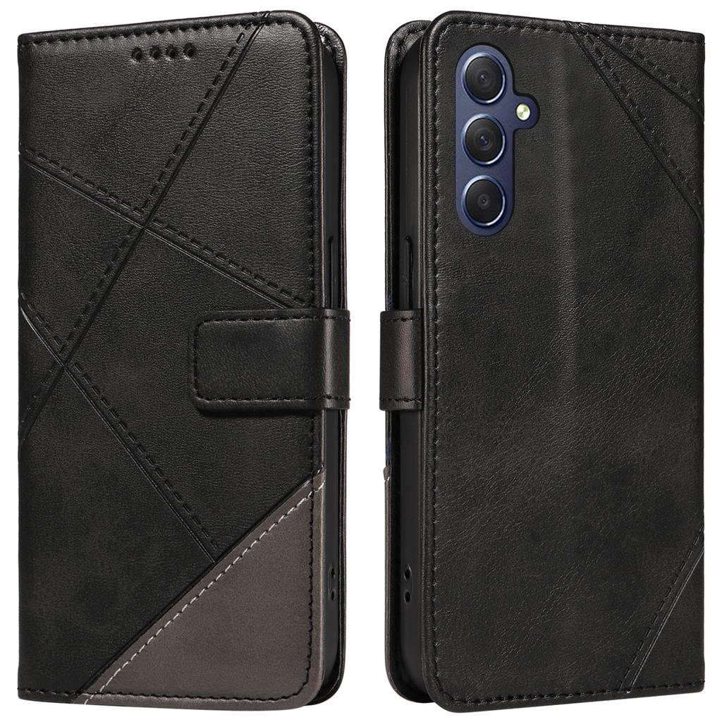 For Samsung Galaxy A35 5G Case Magnetic Clasp Leather Phone Cover Imprinted Geometric Line