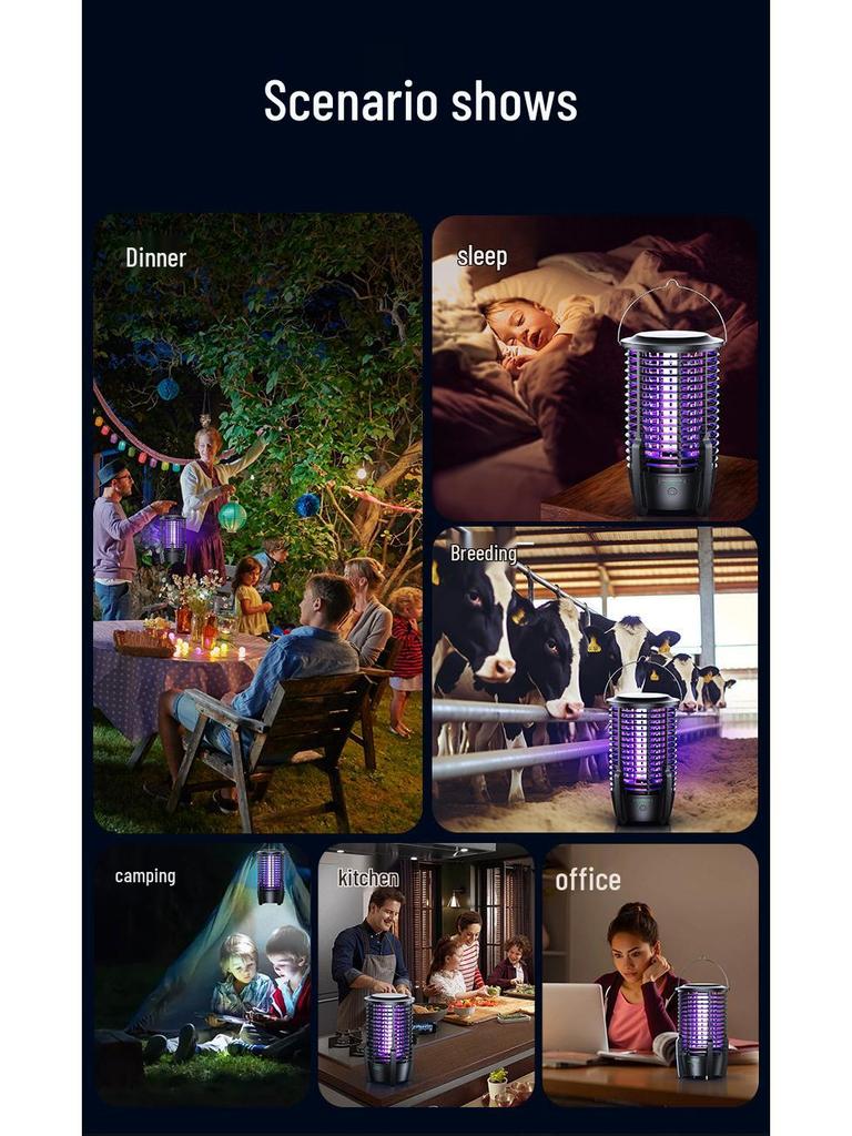2024 Portable Waterproof Electric Mosquito Killer Lamp for Outdoor Camping and Gardens