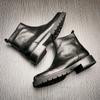 Platinum Wei Martin Boots Men'S British High Top Boots Leather Medium Top Leather Shoes Tooling Chelsea Short Boots