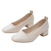 Fashion Woman Spring Elegant Square Toe Shallow Mouth Walk Mary Janes Leisure Female Black Designer 4CM High Heel Girl Work Shoes