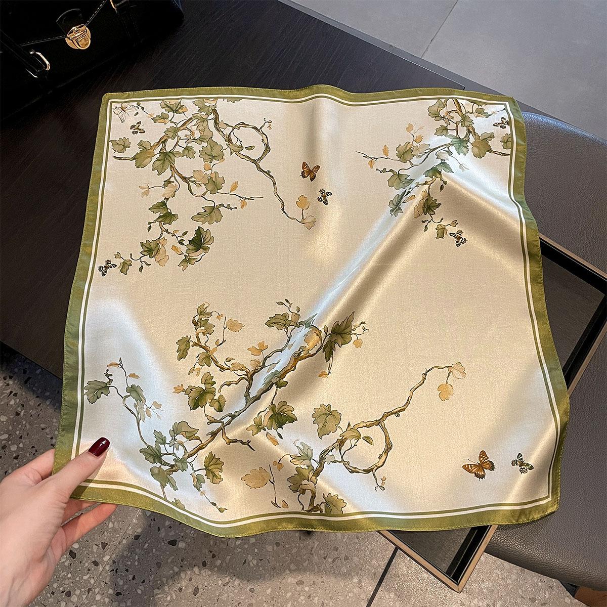 

Brand 100% Silk Scarf Women Neck Hair Foulard Square Hijab Print Scarves Bandana New Wrap Kerchief High Quality Headband Shawls Real Silk 53x53cm