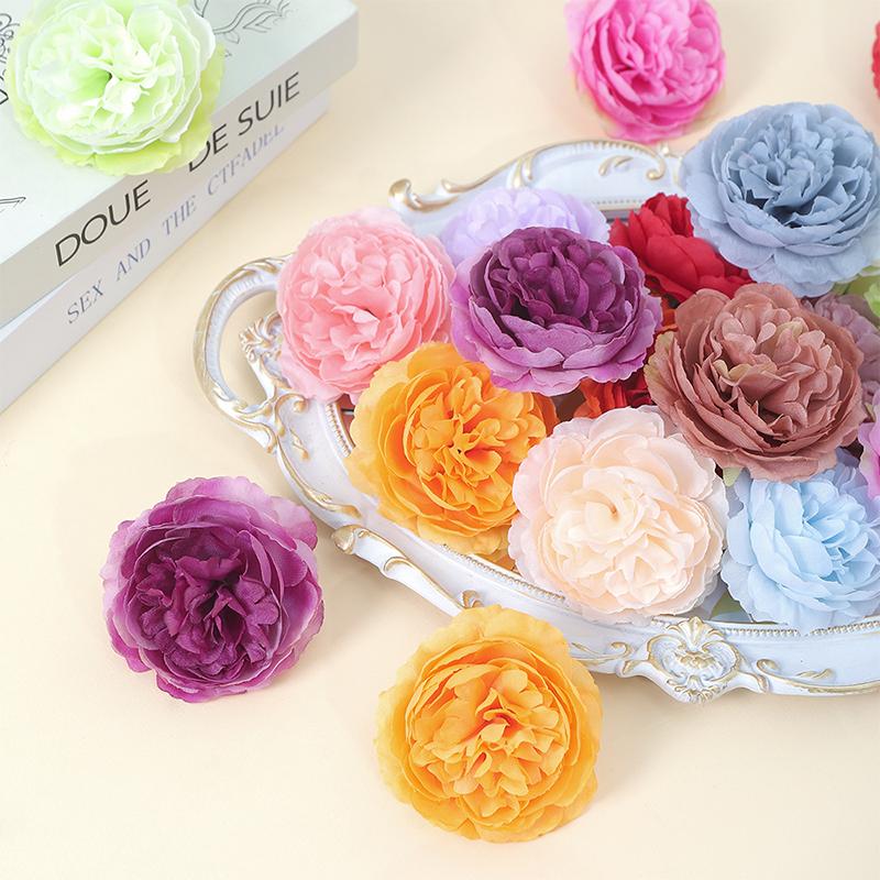 5/10Pcs 7.5cm Silk Peony Artificial Flowers Heads for Home Party Wedding Decor Accessories Garden Crafts Manual Christmas Wreath