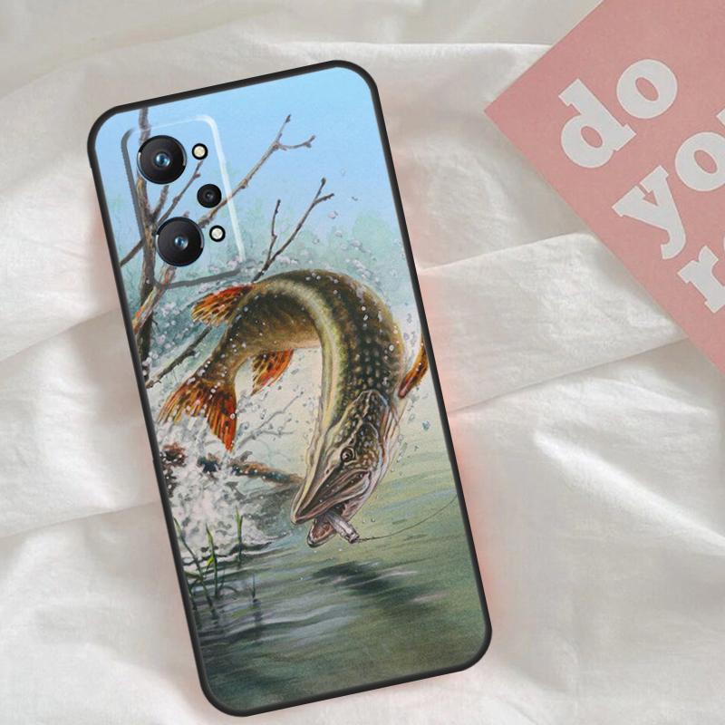 Art Fishing Lure Case For Realme C65 C67 C71 C63 C61 C55 C51 C53 C35 C75 11 12 13 14 15 Pro Plus GT6 GT7 Pro