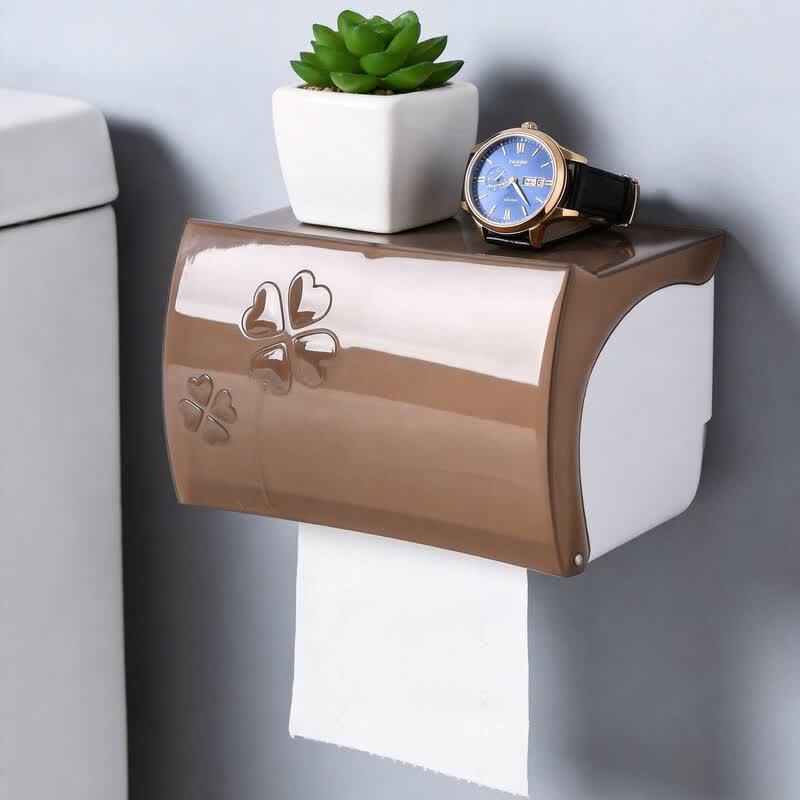 LIEI Wall-Mounted Waterproof Toilet Paper Holder with Storage Shelf