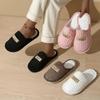 Cozy & Elegant Women's & Men's Winter Slippers • Plush Soft Lining & Thickened EVA Sole • Slip-On House Shoes with Golden Strap Design (/White)