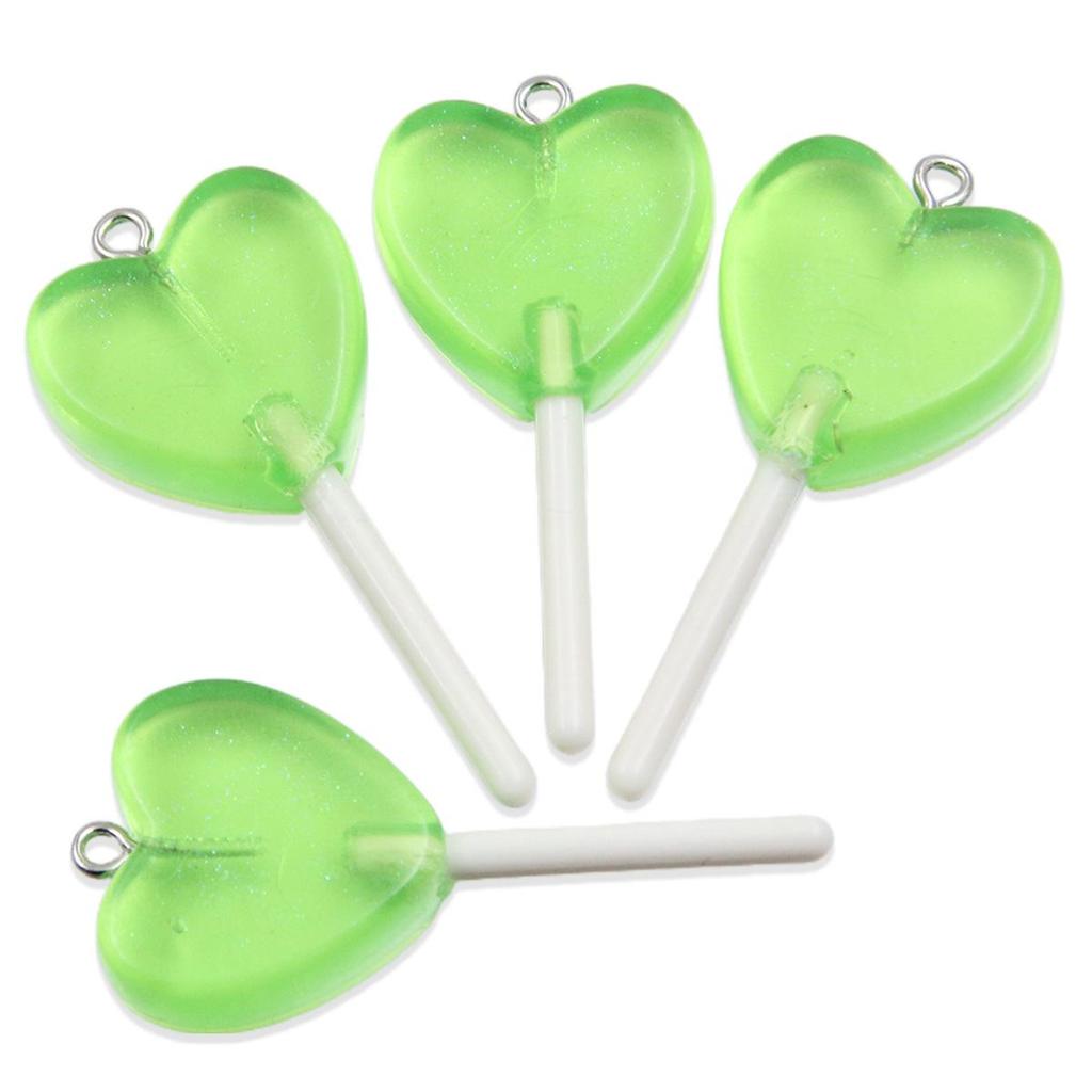 Handmade Glitter Lollipop Resin Star & Heart Pendants - Set of 3 DIY Color Sticks