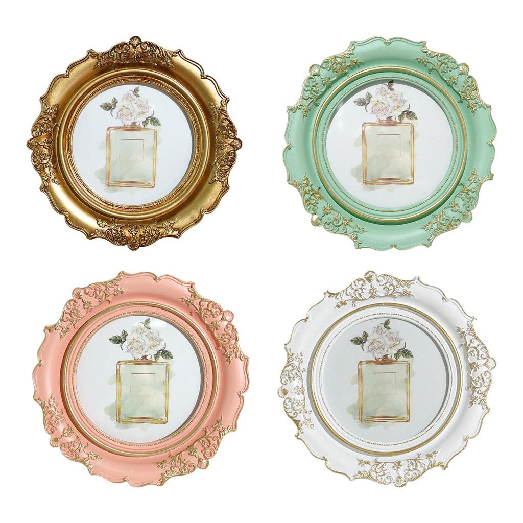 Round Picture Frame Crafting Ornament Multifunctional Retro Style Wall Mount Tabletop Decoration for Hallway Bedroom Bathroom