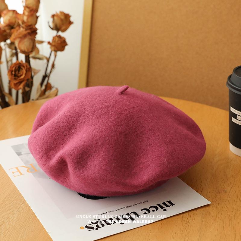 Women's Artistic Retro Wool Beret - Solid Color Autumn/Winter Hat