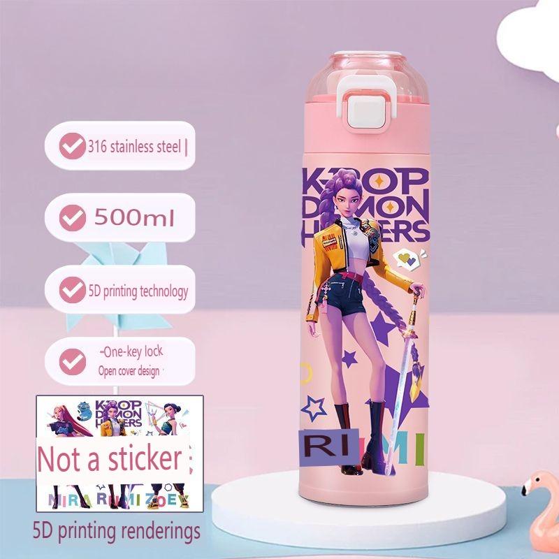 Isolierbecher im K-Pop-Hexenjäger-Design, tragbarer Edelstahl-Trinkbecher mit großem Fassungsvermögen für Kinder