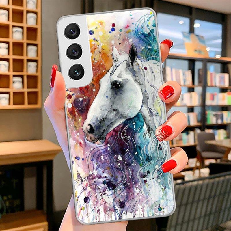 Animal Oil Painting Horse Cover Phone Case For Samsung Galaxy S26 S25 Edge S24 Ultra S23 S22 Plus S21 S20 FE Soft Fundas Shell G